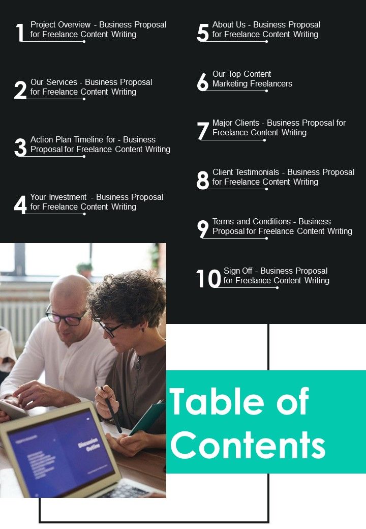 Table_Of_Contents_Business_Proposal_For_Freelance_Content_Writing_One_Pager_Sample_Example_Document_Slide_1.jpg