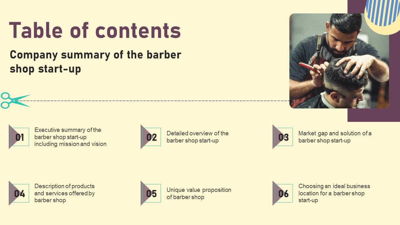 Table_Of_Contents_Company_Summary_Of_The_Barber_Shop_Start_Up_Background_PDF_Slide_1.jpg