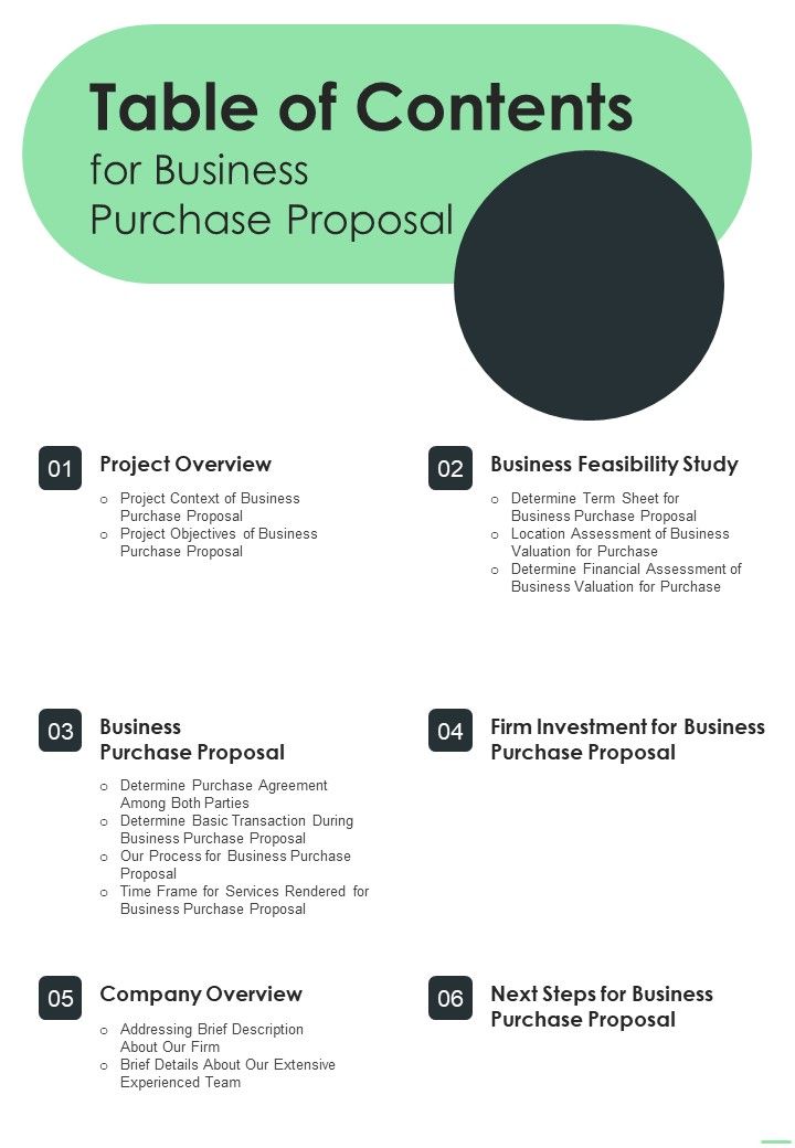 Table_Of_Contents_For_Business_Purchase_Proposal_One_Pager_Sample_Example_Document_Slide_1.jpg