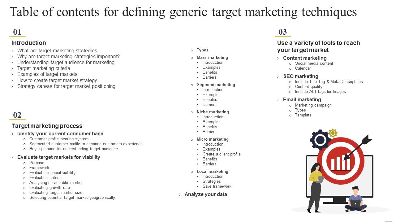 Table_Of_Contents_For_Defining_Generic_Target_Marketing_Techniques_Template_PDF_Slide_1.jpg