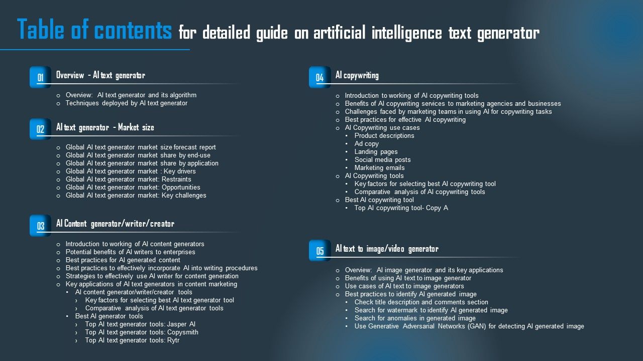 Table_Of_Contents_For_Detailed_Guide_On_Artificial_Intelligence_Text_Generator_Microsoft_PDF_Slide_1.jpg