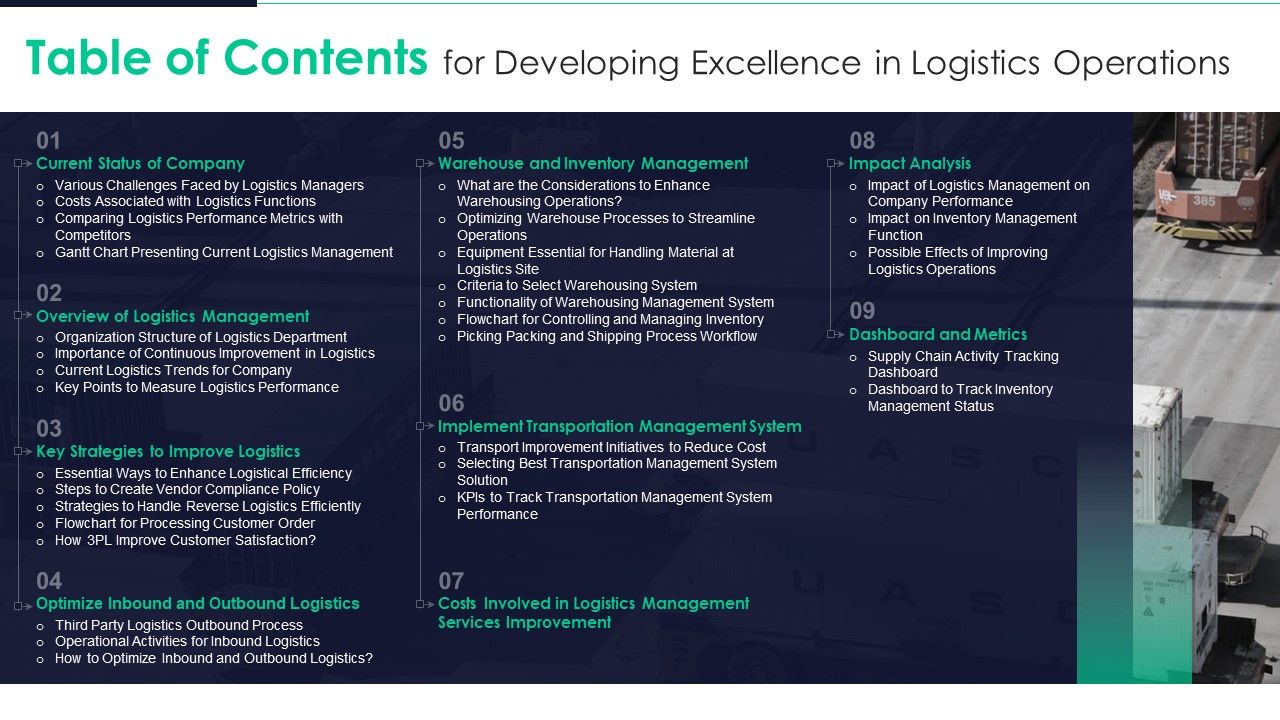 Table_Of_Contents_For_Developing_Excellence_In_Logistics_Operations_Information_PDF_Slide_1.jpg