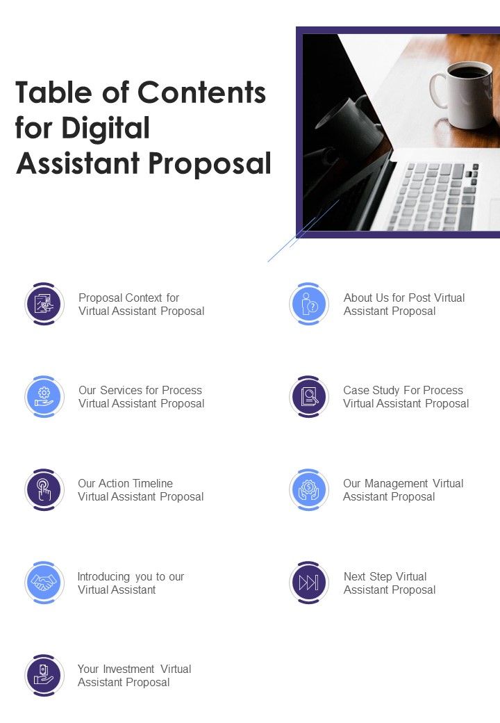 Table Of Contents For Digital Assistant Proposal One Pager Sample Example Document Slide01
