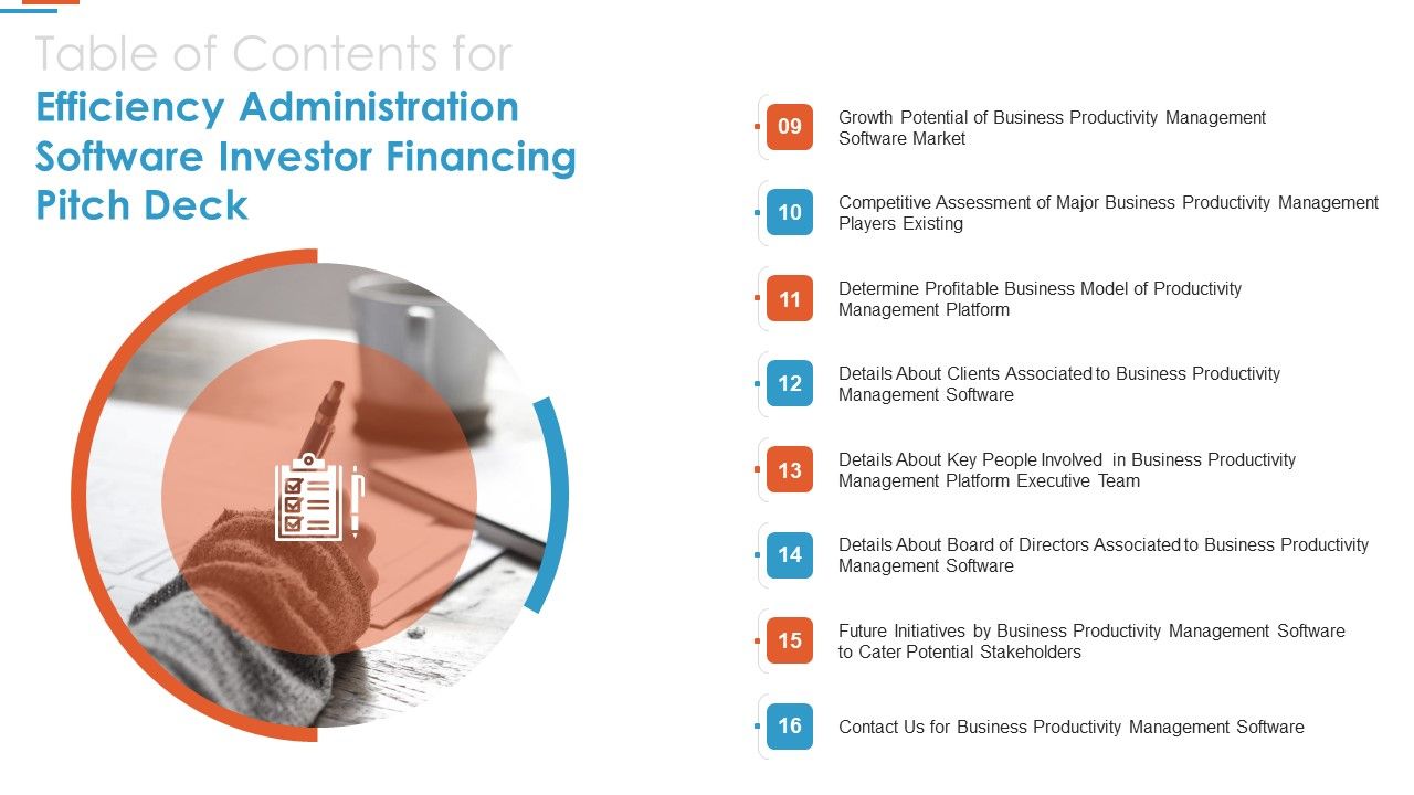 Table_Of_Contents_For_Efficiency_Administration_Software_Investor_Financing_Pitch_Deck_Team_Graphics_PDF_Slide_1.jpg