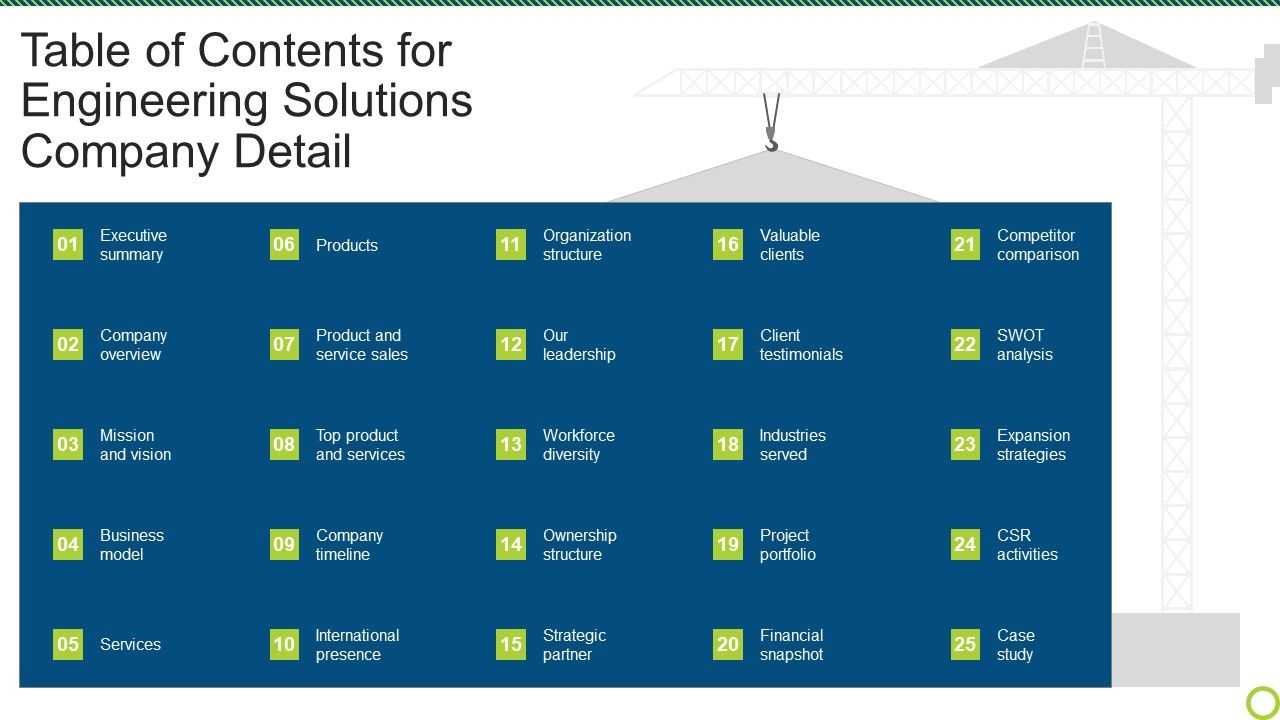 Table_Of_Contents_For_Engineering_Solutions_Company_Detail_Ideas_PDF_Slide_1.jpg