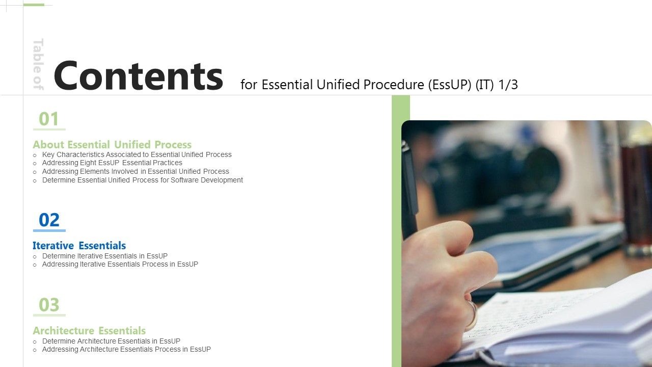 Table_Of_Contents_For_Essential_Unified_Procedure_Essup_IT_Addressing_Ppt_Gallery_Information_PDF_Slide_1.jpg