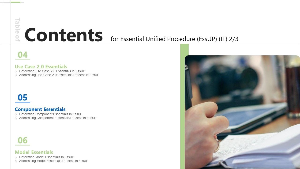 Table_Of_Contents_For_Essential_Unified_Procedure_Essup_IT_Determine_Ppt_Ideas_Example_PDF_Slide_1.jpg