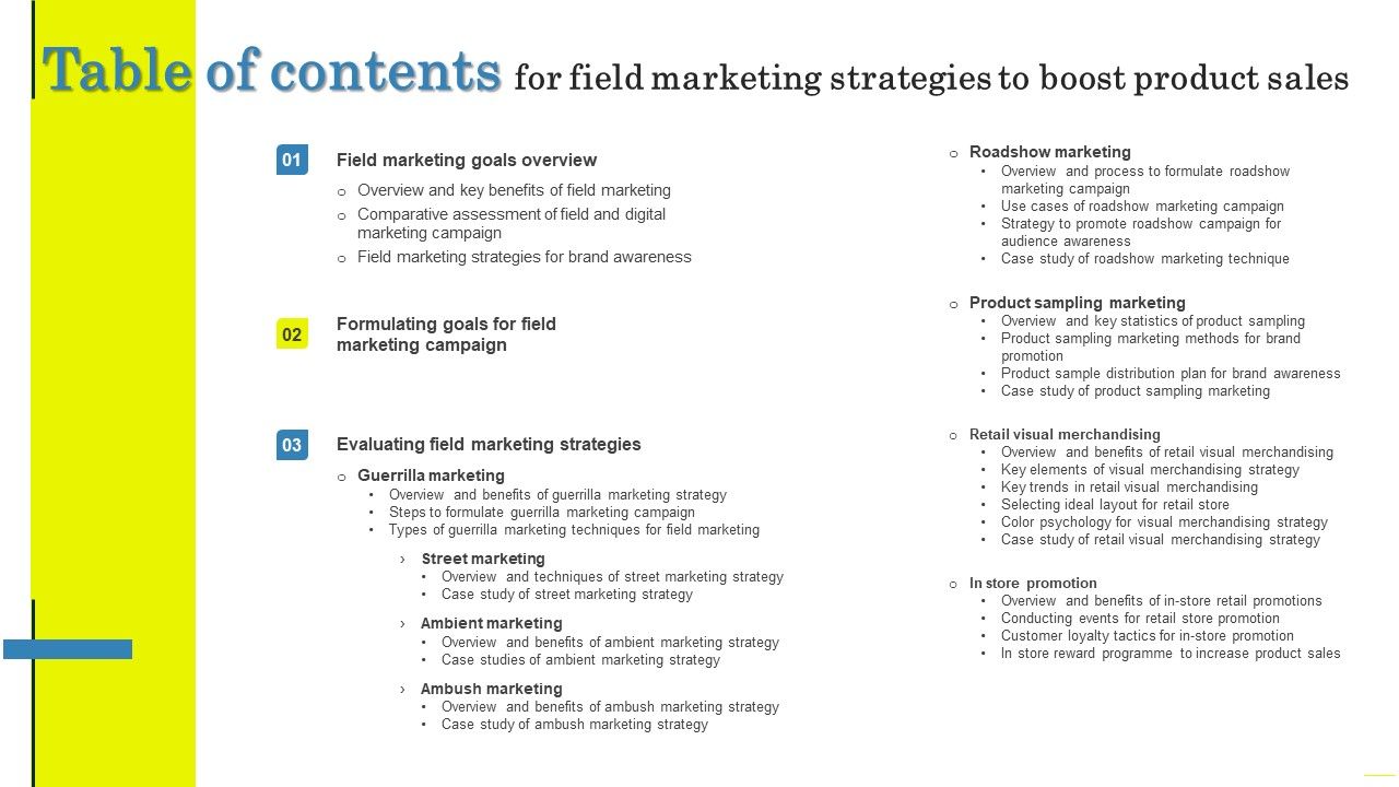 Table_Of_Contents_For_Field_Marketing_Strategies_To_Boost_Product_Sales_Download_PDF_Slide_1.jpg