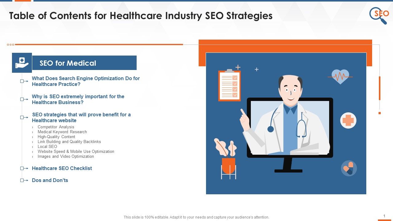 Table_Of_Contents_For_Healthcare_Industry_SEO_Strategies_Training_Ppt_Slide_1.jpg
