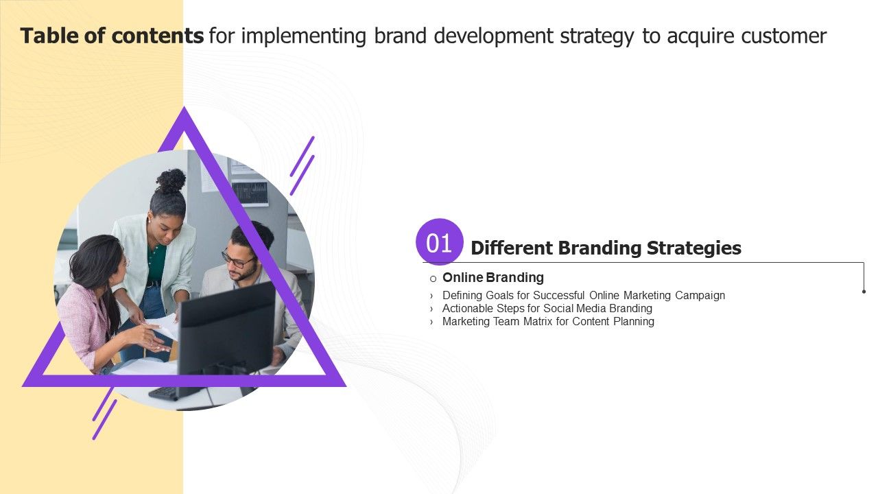Table_Of_Contents_For_Implementing_Brand_Development_Strategy_To_Acquire_Customer_Designs_PDF_Slide_1.jpg