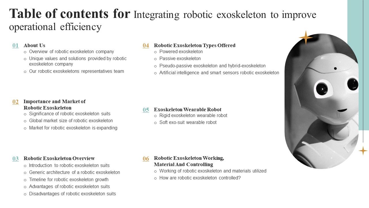 Table_Of_Contents_For_Integrating_Robotic_Exoskeleton_To_Improve_Operational_Efficiency_Guidelines_PDF_Slide_1.jpg