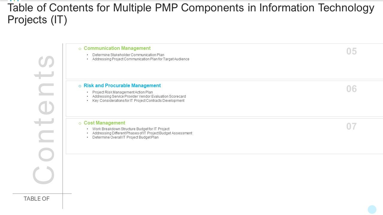 Table_Of_Contents_For_Multiple_PMP_Components_In_Information_Technology_Projects_IT_Risk_Professional_PDF_Slide_1.jpg