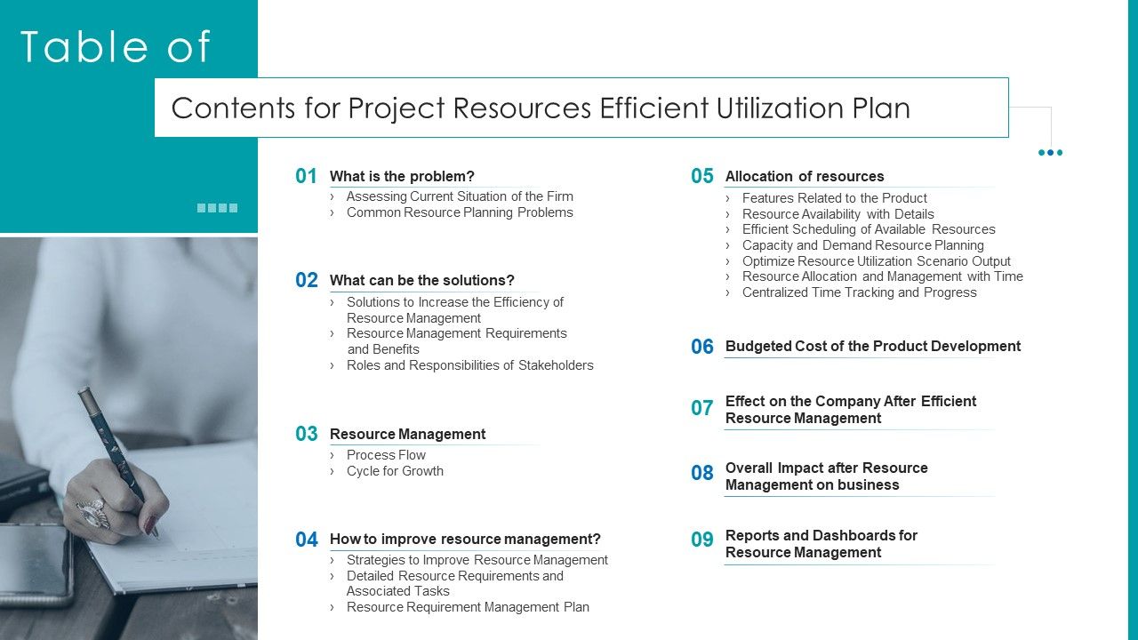 Table_Of_Contents_For_Project_Resources_Efficient_Utilization_Plan_Ideas_PDF_Slide_1.jpg