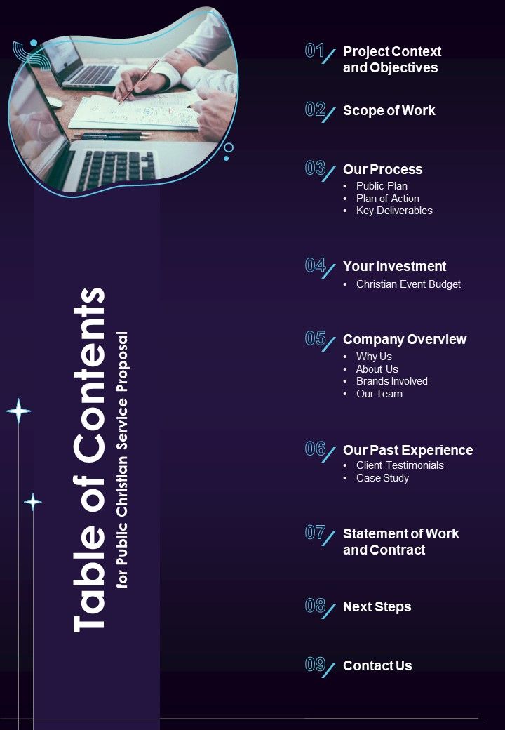 Table_Of_Contents_For_Public_Christian_Service_Proposal_One_Pager_Sample_Example_Document_Slide_1.jpg