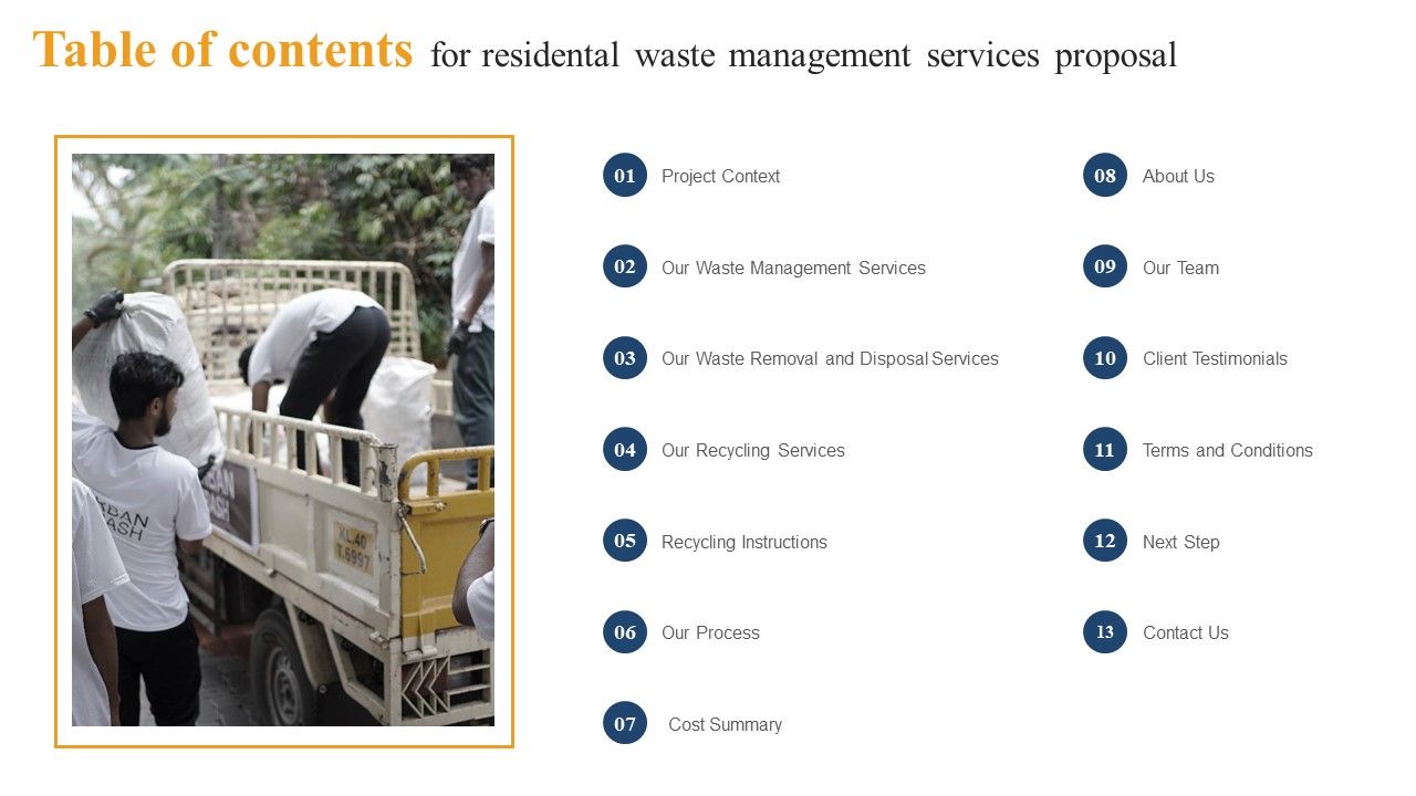 Table_Of_Contents_For_Residental_Waste_Management_Services_Proposal_Elements_PDF_Slide_1.jpg