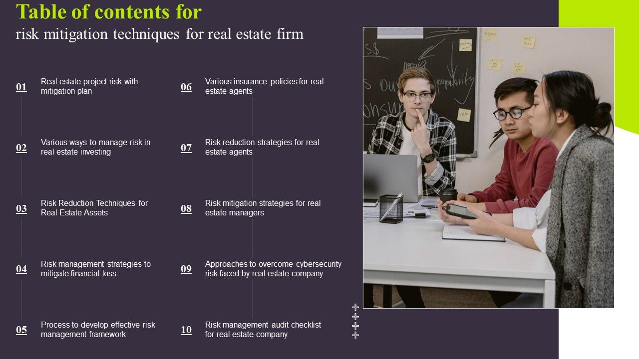 Table_Of_Contents_For_Risk_Mitigation_Techniques_For_Real_Estate_Firm_Summary_PDF_Slide_1.jpg