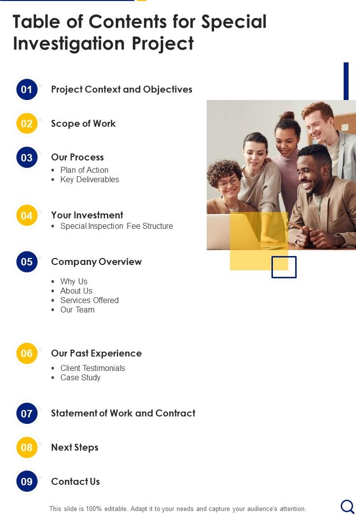Table_Of_Contents_For_Special_Investigation_Project_One_Pager_Sample_Example_Document_Slide_1.jpg