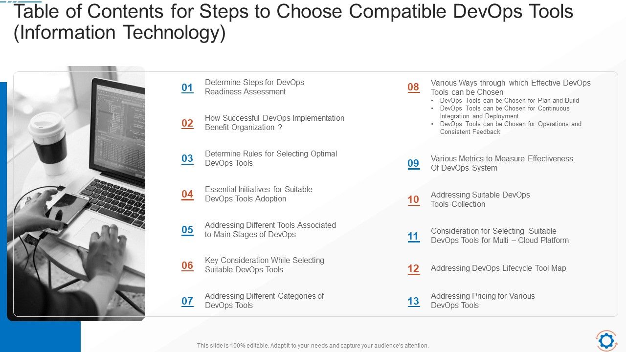 Table_Of_Contents_For_Steps_To_Choose_Compatible_Devops_Tools_Information_Technology_Elements_PDF_Slide_1.jpg