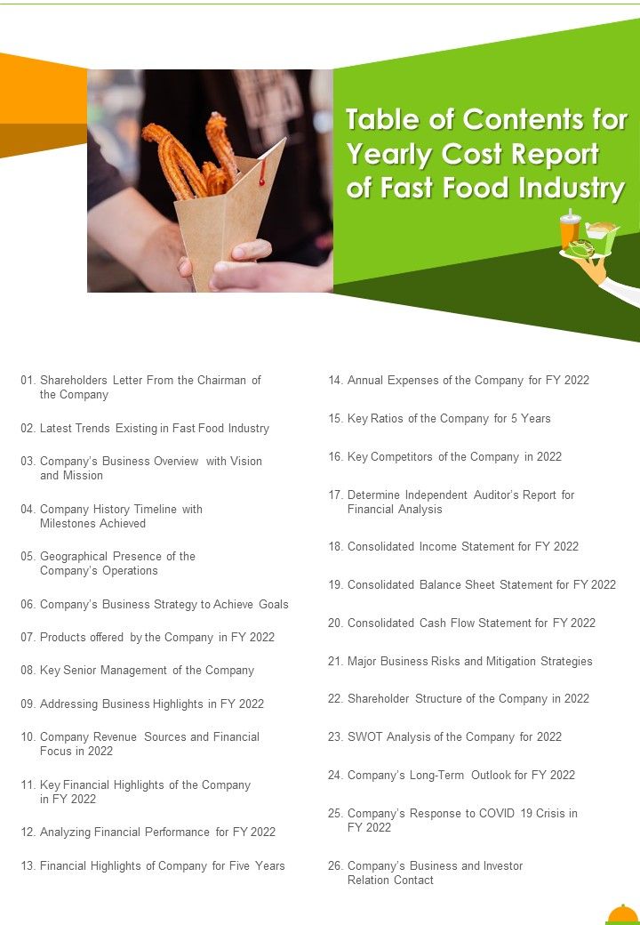 Table_Of_Contents_For_Yearly_Cost_Report_Of_Fast_Food_Industry_One_Pager_Documents_Slide_1.jpg