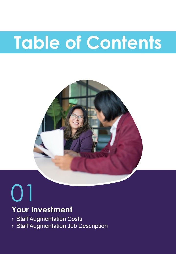 Table Of Contents IT Outsourcing Services One Pager Sample Example Document Slide01