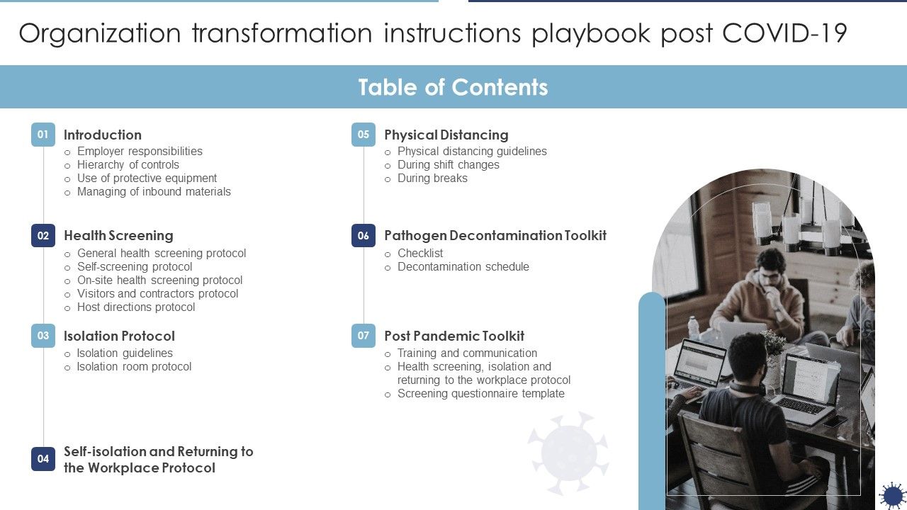 Table_Of_Contents_Organization_Transformation_Instructions_Playbook_Post_COVID19_Infographics_PDF_Slide_1.jpg