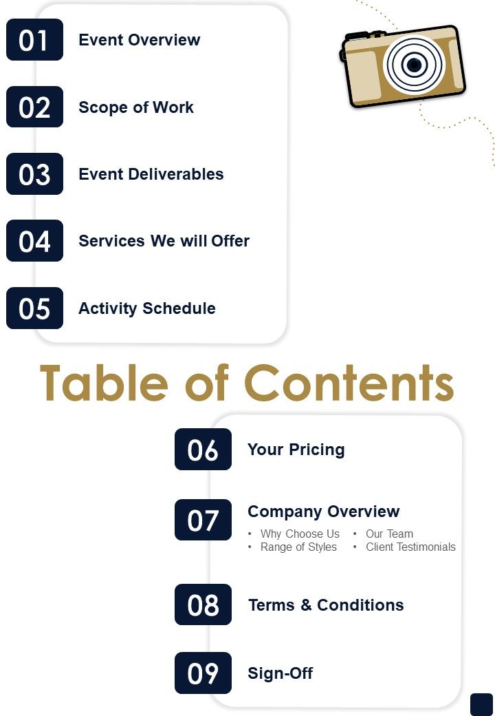 Table_Of_Contents_Proposal_For_Corporate_Photography_And_Videography_Services_One_Pager_Sample_Example_Document_Slide_1.jpg