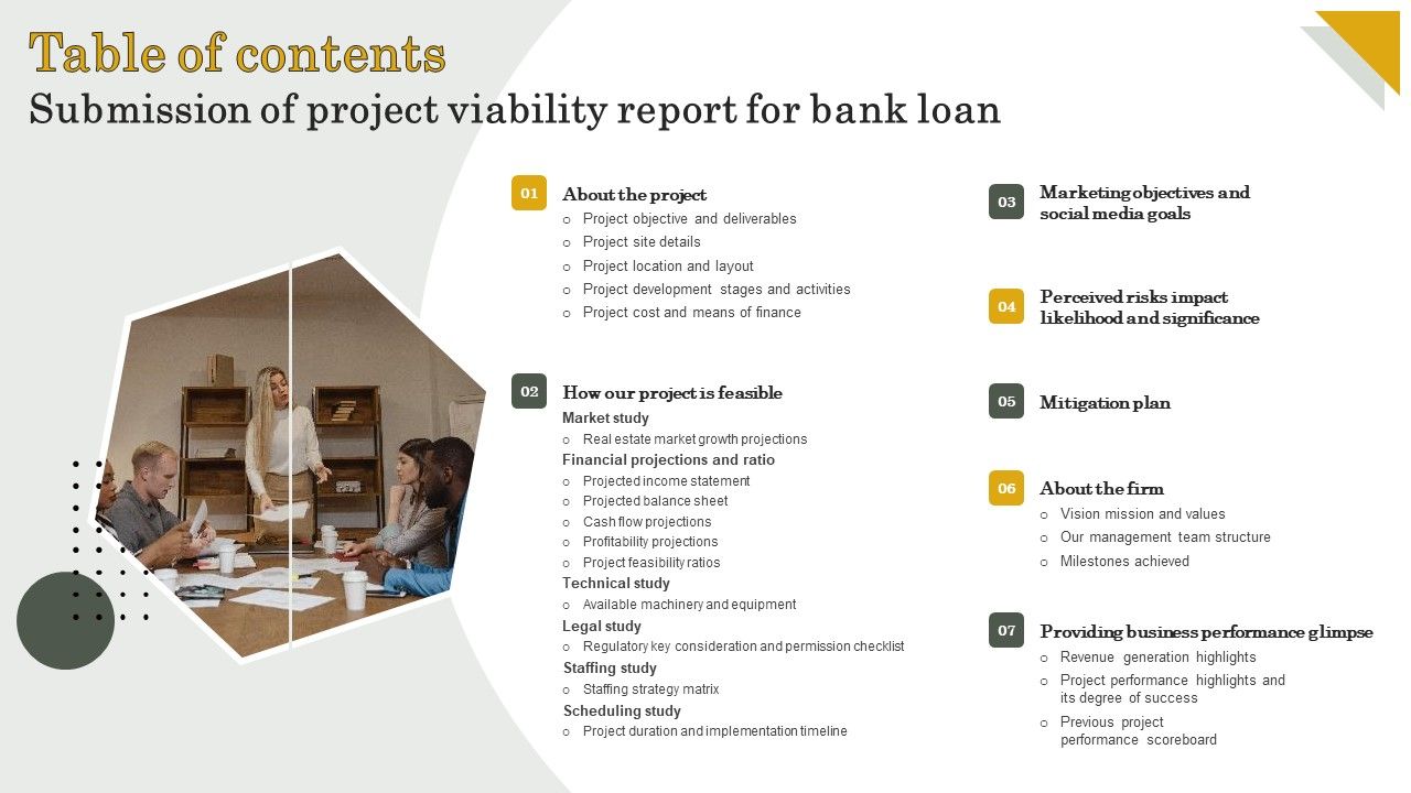 Table_Of_Contents_Submission_Of_Project_Viability_Report_For_Bank_Loan_Mockup_PDF_Slide_1.jpg