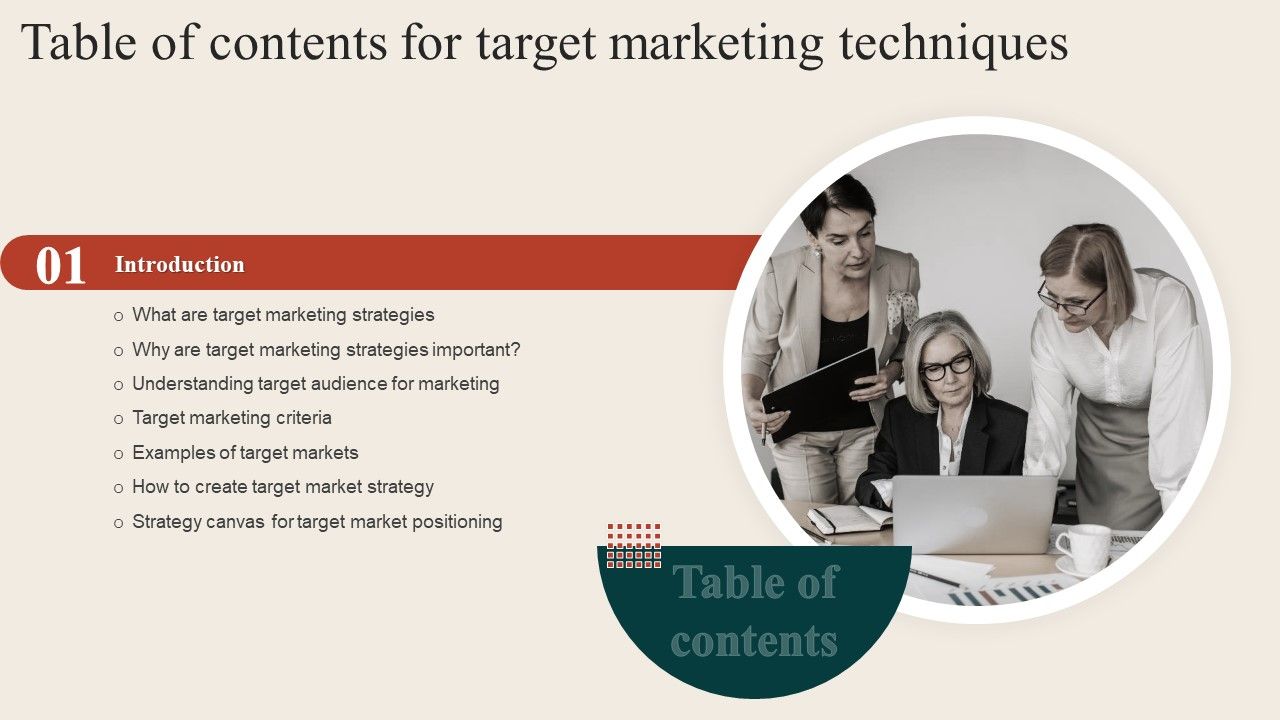 Target_Marketing_Techniques_For_Table_Of_Contents_Structure_PDF_Slide_1.jpg