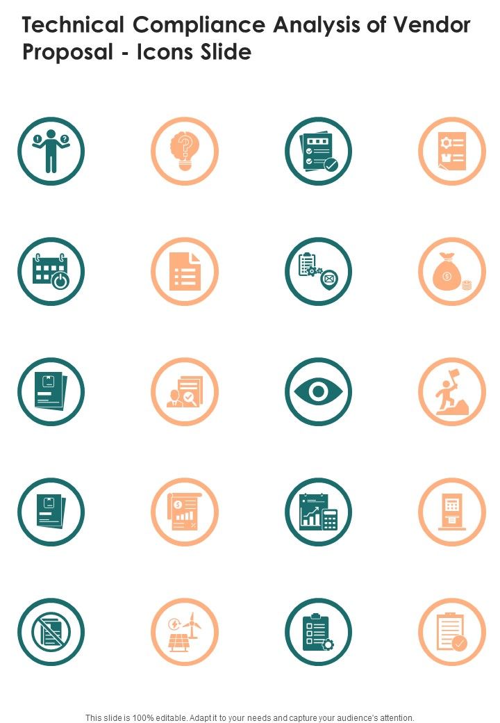 Technical Compliance Analysis Of Vendor Proposal Icons Slide One Pager Sample Example Document Slide01