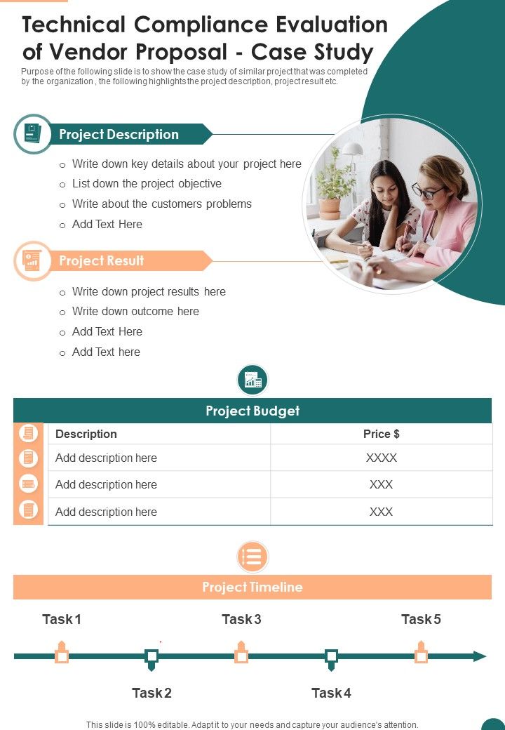 Technical Compliance Evaluation Of Vendor Proposal Case Study One Pager Sample Example Document Slide01