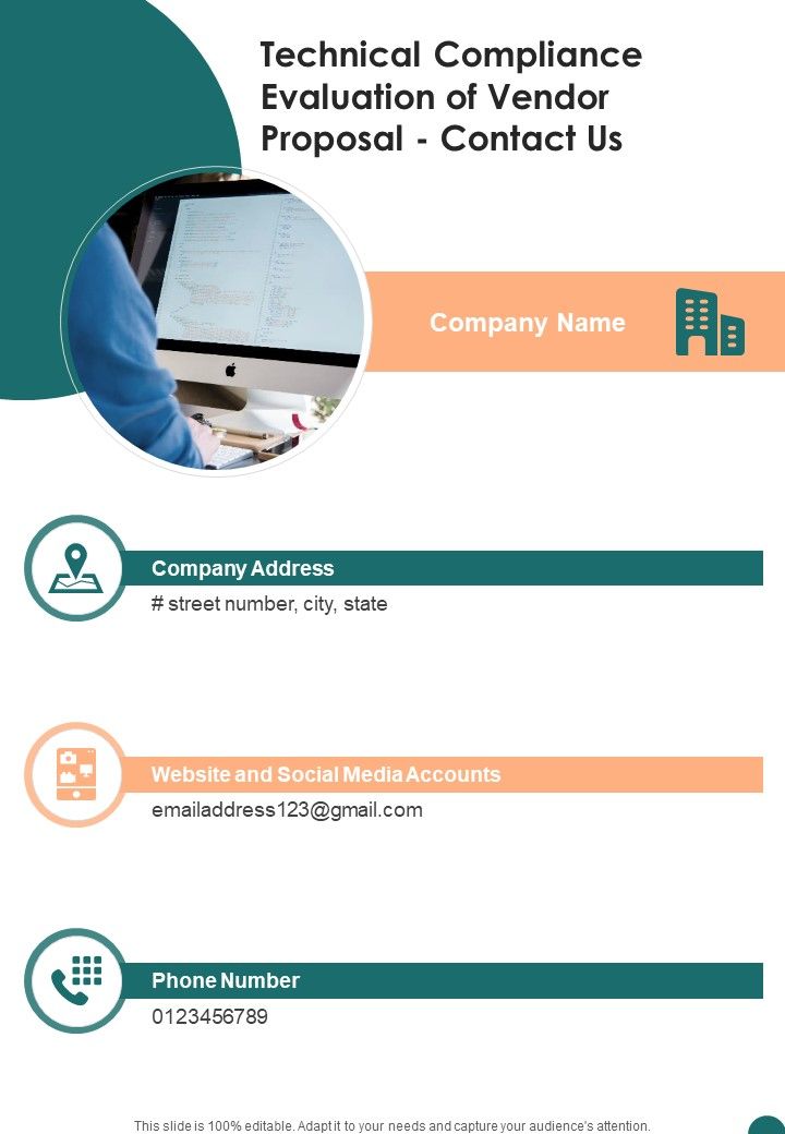 Technical Compliance Evaluation Of Vendor Proposal Contact Us One Pager Sample Example Document Slide01
