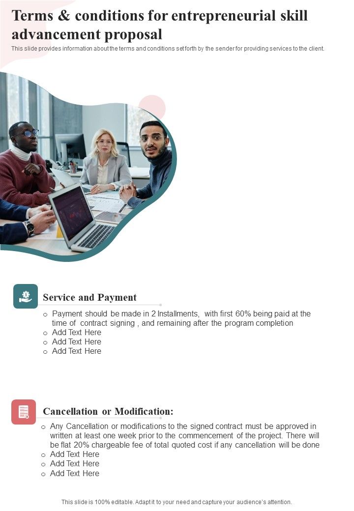 Terms_And_Conditions_For_Entrepreneurial_Skill_Advancement_Proposal_One_Pager_Sample_Example_Document_Slide_1.jpg