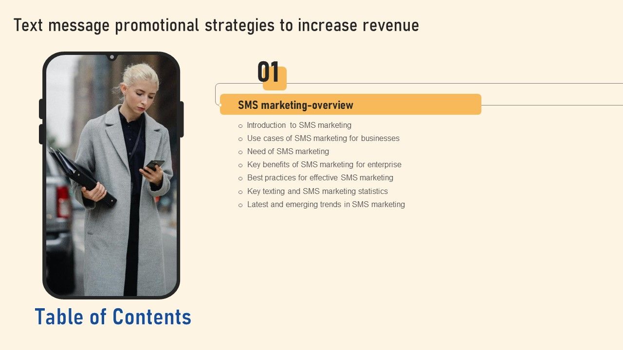 Text_Message_Promotional_Strategies_To_Increase_Revenue_Table_Of_Contents_Infographics_PDF_Slide_1.jpg