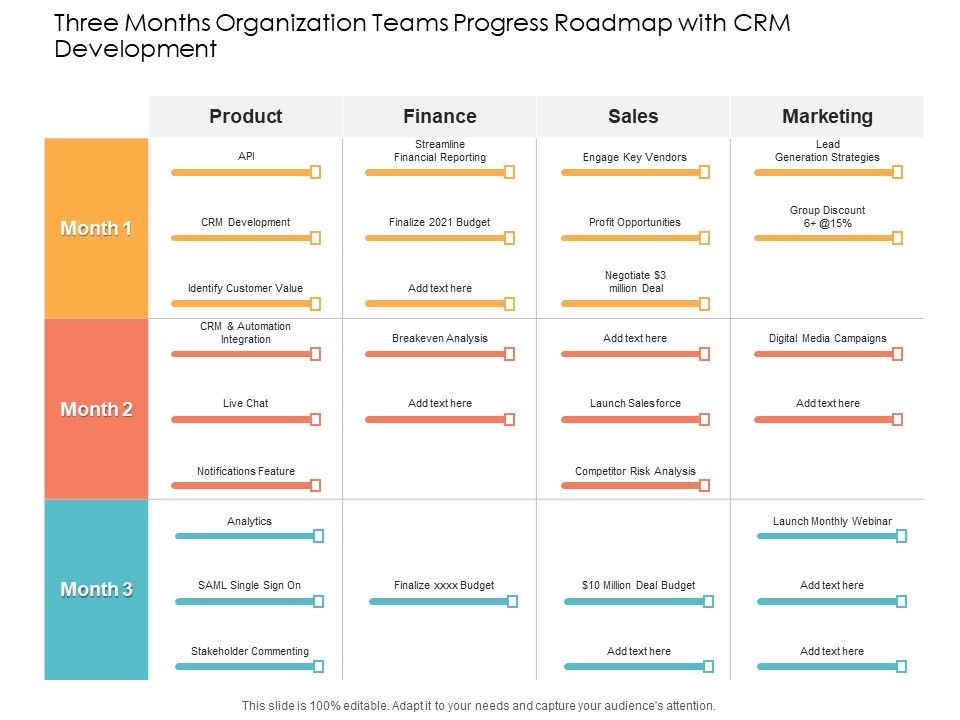 Three_Months_Organization_Teams_Progress_Roadmap_With_CRM_Development_Diagrams_Slide_1.jpg