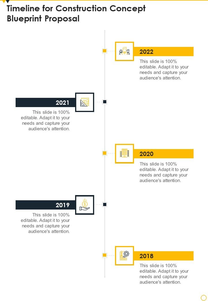 Timeline For Construction Concept Blueprint Proposal One Pager Sample Example Document Slide01