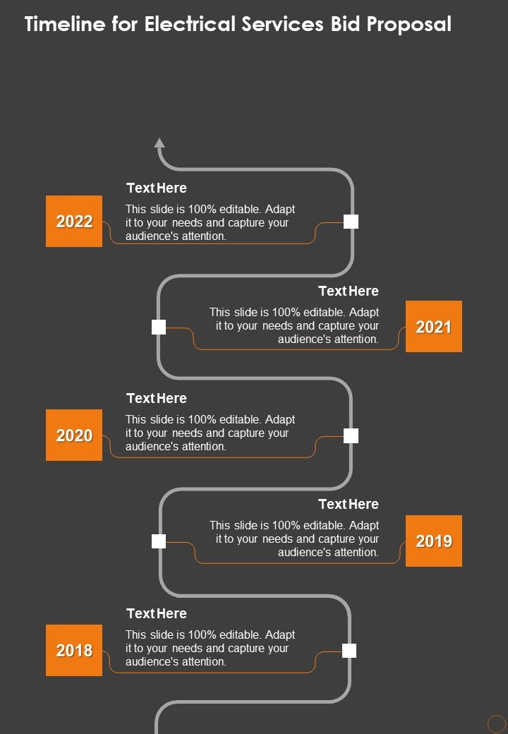 Timeline For Electrical Services Bid Proposal One Pager Sample Example Document Slide01