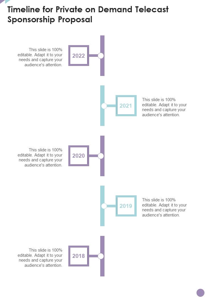 Timeline For Private On Demand Telecast Sponsorship Proposal One Pager Sample Example Document Slide01