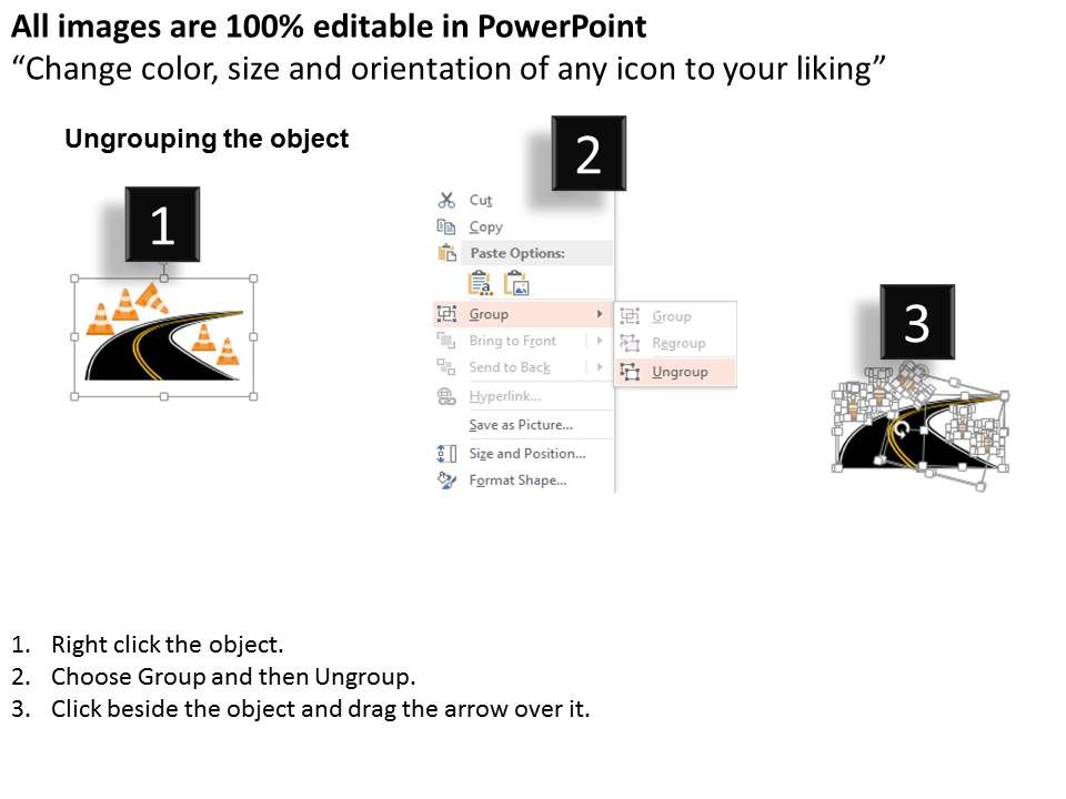 Traffic Cones Around Road Powerpoint Templates
