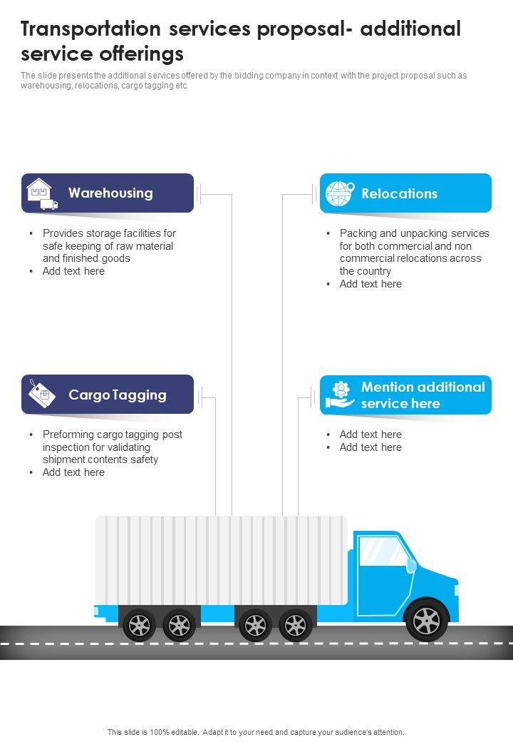 Transportation Services Proposal Additional Service Offerings One Pager Sample Example Document Slide01