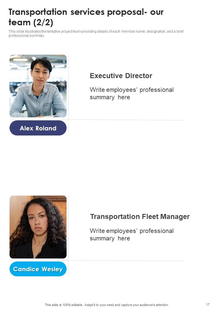 Transportation Services Proposal Example Document Report Doc Pdf Ppt