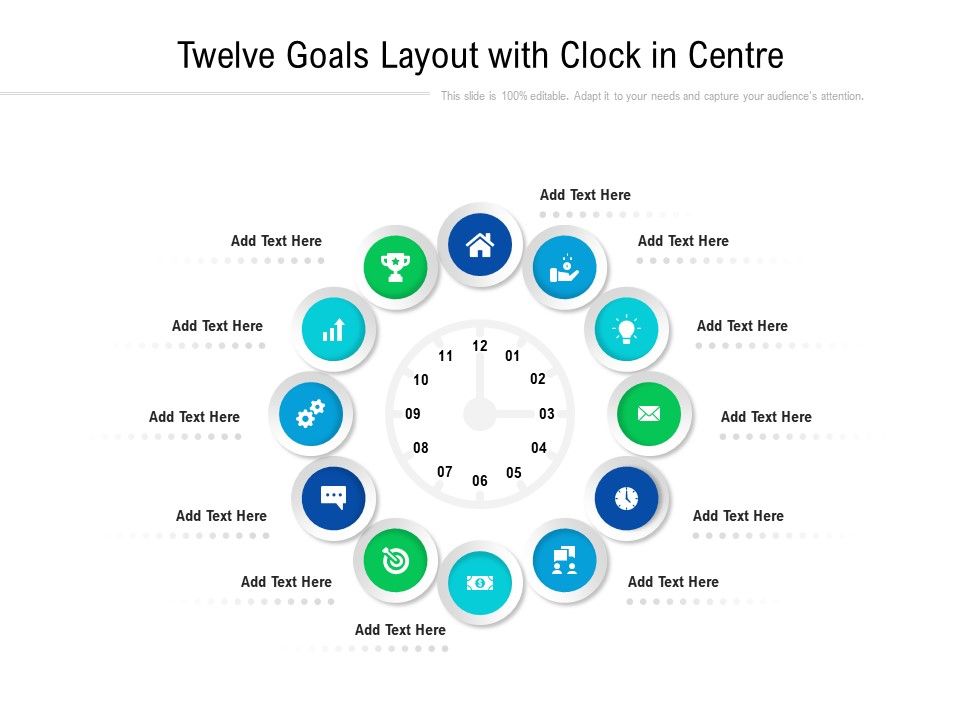Twelve_Goals_Layout_With_Clock_In_Centre_Ppt_PowerPoint_Presentation_File_Portrait_PDF_Slide_1.jpg