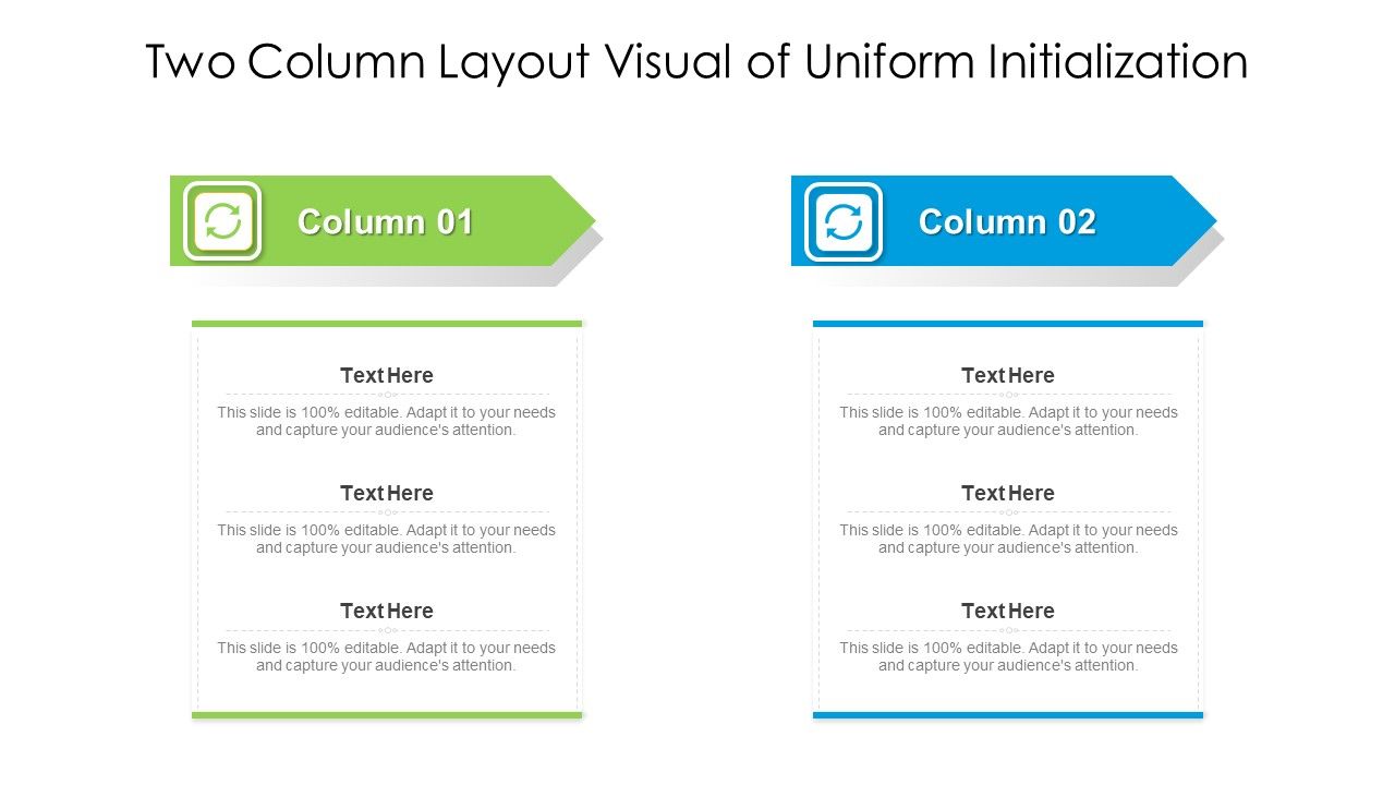 Two_Column_Layout_Visual_Of_Uniform_Initialization_Ppt_PowerPoint_Presentation_Show_Example_File_PDF_Slide_1.jpg