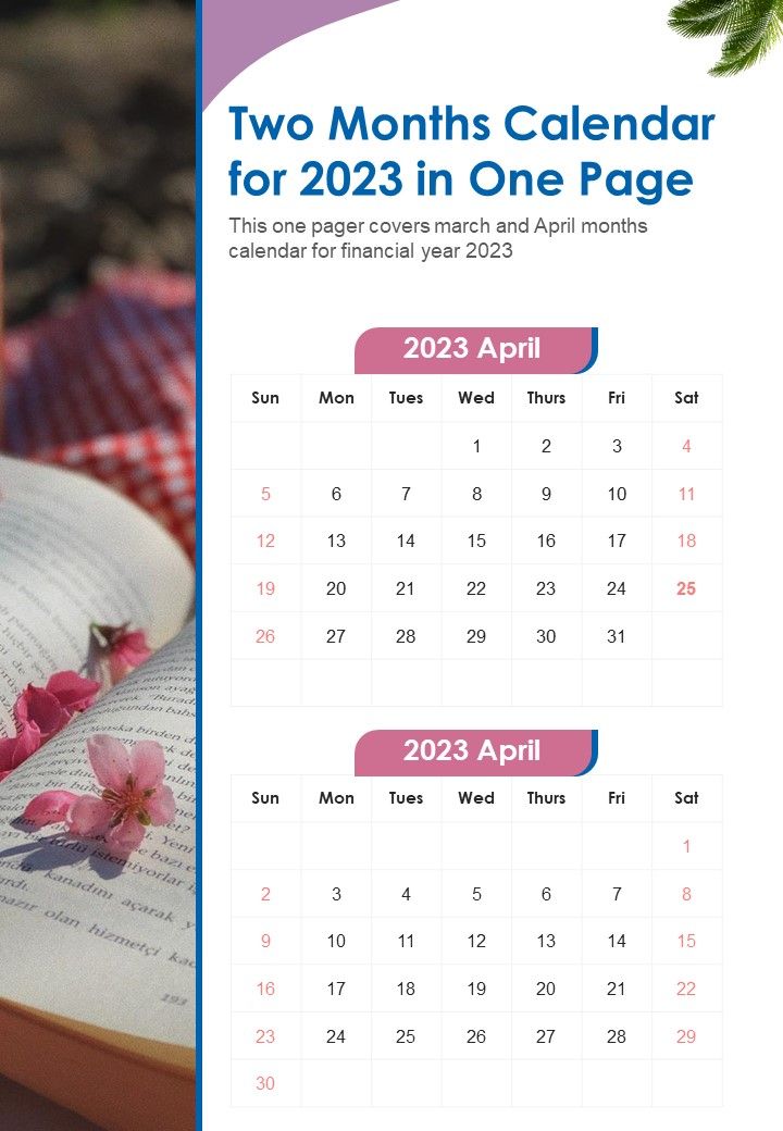 Two Months Calendar For 2023 In One Page Done PDF Document PPT Template Slide01