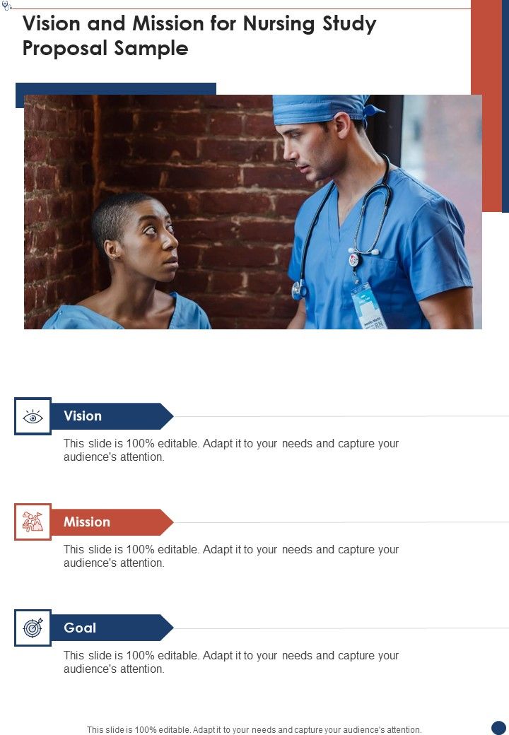 Vision And Mission For Nursing Study Proposal Sample One Pager Sample Example Document Slide01