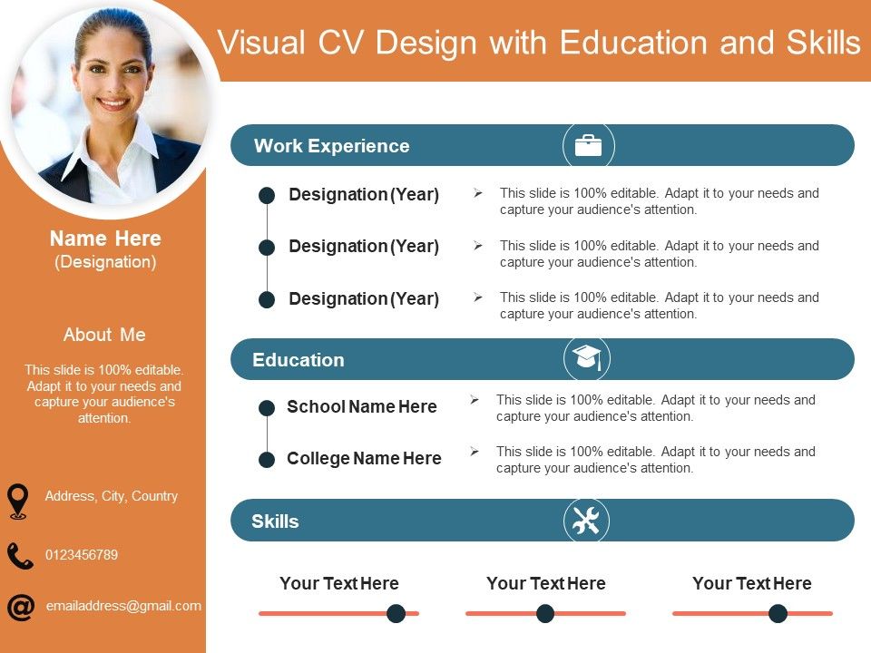 Visual_CV_Design_With_Education_And_Skills_Ppt_PowerPoint_Presentation_Slides_Graphics_Template_PDF_Slide_1.jpg