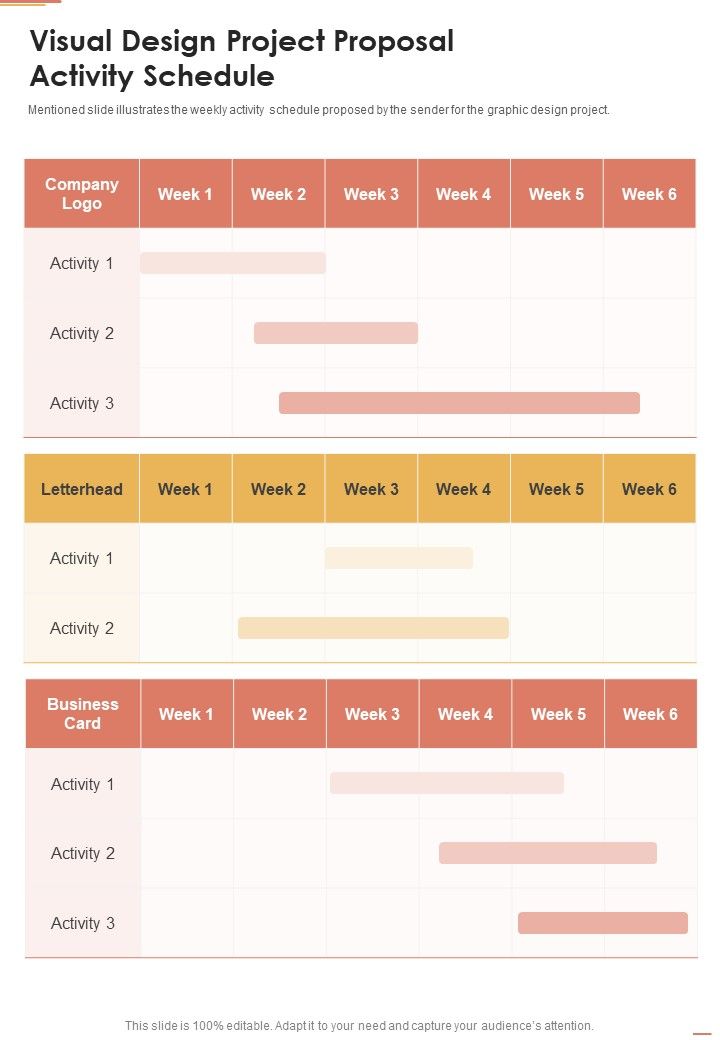 Visual Design Project Proposal Activity Schedule One Pager Sample Example Document Slide01
