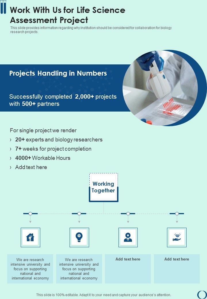 Work With Us For Life Science Assessment Project One Pager Sample Example Document Slide01