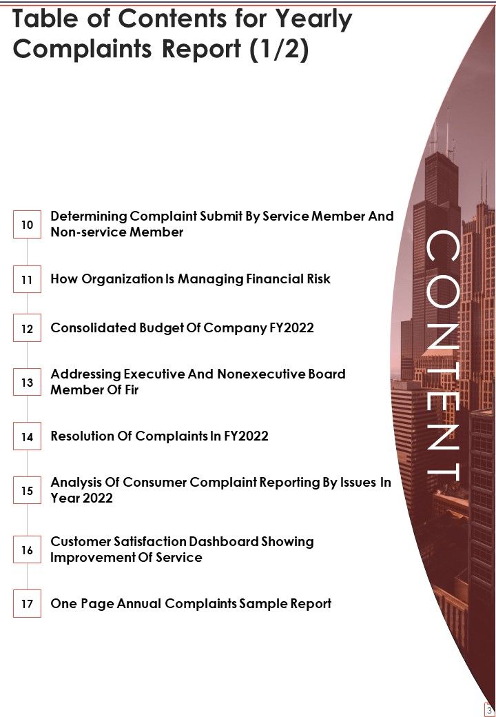 Yearly Complaints Report One Pager Documents