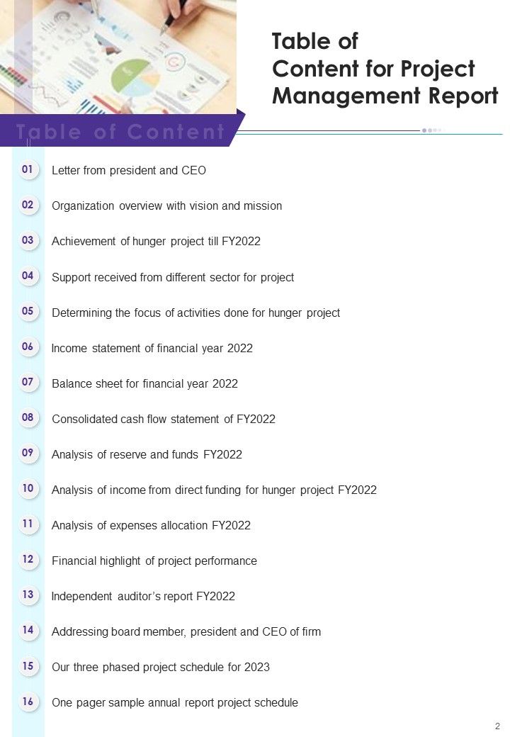 Yearly Project Management Report One Pager Documents