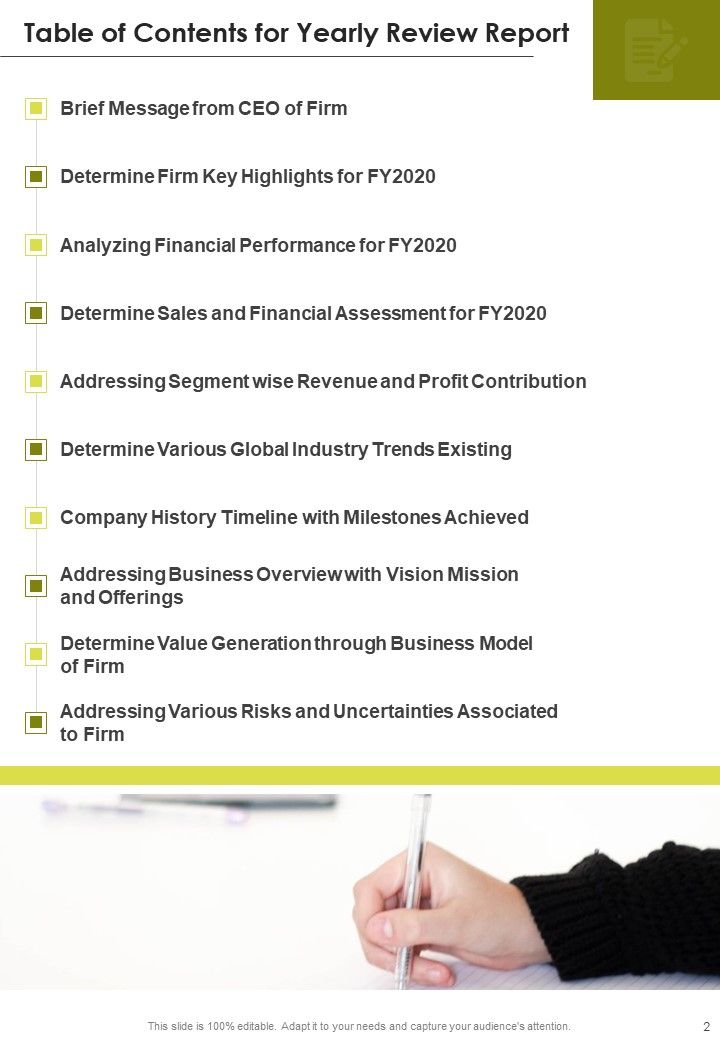 Yearly Review Report Illustration One Pager Documents